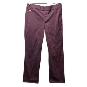 Nine West Heidi Pull-On Straight Burgundy Pants Stretch‎ Cotton Comfort Size 14